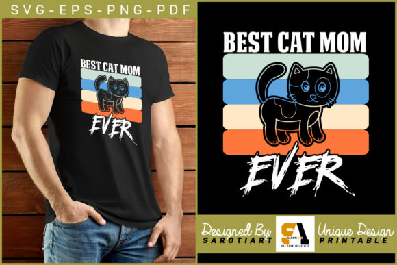 Cat Design Best Cat Mom Ever Retro Color