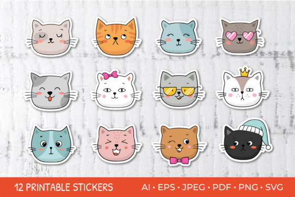 Cute Cat Faces Printable Stickers Review
